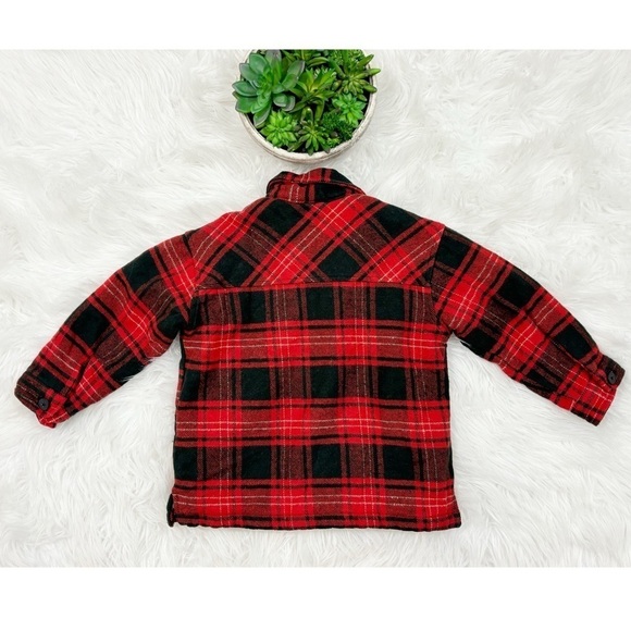 Zara Kids Toddler Plaid Red Button Down Pockets Faux Flannel Jacket Sz 2-3 Yrs - Picture 7 of 14